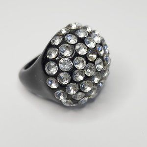 Black Rhinestone Cocktail Ring